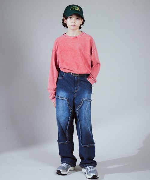 PAIRMANON STREET(ペアマノンストリート)の「【PAIRMANON STREET PLUS】【130-170サイズ】フリンジ ダブルニー デニム(デニムパンツ・キッズ・ブラック/ブルー/インディゴブルー・130/140/150/160/170)」の17枚目の写真