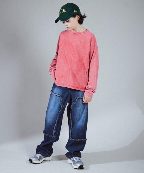 PAIRMANON STREET(ペアマノンストリート)の「【PAIRMANON STREET PLUS】【130-170サイズ】フリンジ ダブルニー デニム(デニムパンツ・キッズ・ブラック/ブルー/インディゴブルー・130/140/150/160/170)」の21枚目の写真