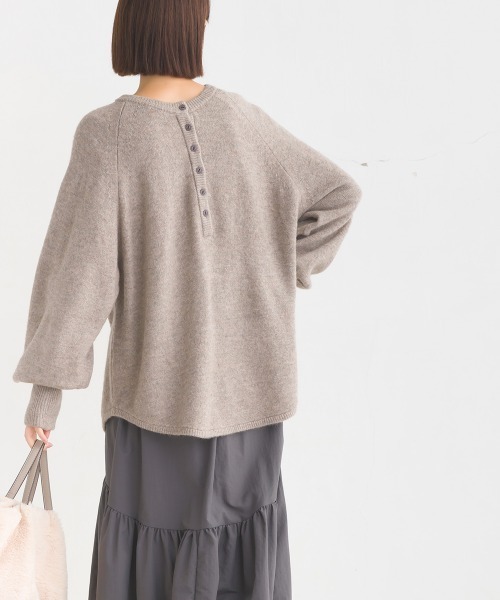 OMNES (オムネス) | ウール混ヘンリーネックニットプルオーバー (mocha) | トップス シンプル OMNES (オムネス) | ウール混ヘンリーネックニットプルオーバー