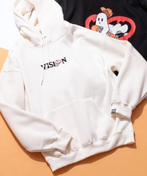 【VISION STREET WEAR/ヴィジョンストリートウェア】GHOST SKATER PARKA/オーバーサイズ 裏起毛 バックプリント ロゴ ワンポイント スウェット パーカー フーディー/レディース メンズ