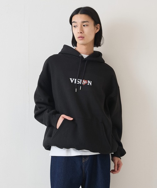 VISION STREET WEAR（ヴィジョンストリートウェア）の「【VISION STREET WEAR/ヴィジョンストリートウェア】GHOST SKATER PARKA/オーバーサイズ 裏起毛 バックプリント ロゴ ワンポイント スウェット パーカー フーディー/レディース メンズ（パーカー・メンズ・ブラック/オフホワイト・X-LARGE/LARGE/MEDIUM）」の5枚目の写真