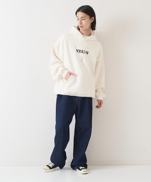 VISION STREET WEAR（ヴィジョンストリートウェア）の「【VISION STREET WEAR/ヴィジョンストリートウェア】GHOST SKATER PARKA/オーバーサイズ 裏起毛 バックプリント ロゴ ワンポイント スウェット パーカー フーディー/レディース メンズ（パーカー・メンズ・ブラック/オフホワイト・X-LARGE/LARGE/MEDIUM）」の9枚目の写真