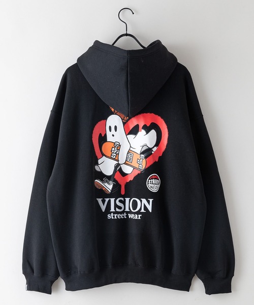 VISION STREET WEAR（ヴィジョンストリートウェア）の「【VISION STREET WEAR/ヴィジョンストリートウェア】GHOST SKATER PARKA/オーバーサイズ 裏起毛 バックプリント ロゴ ワンポイント スウェット パーカー フーディー/レディース メンズ（パーカー・メンズ・ブラック/オフホワイト・X-LARGE/LARGE/MEDIUM）」の21枚目の写真