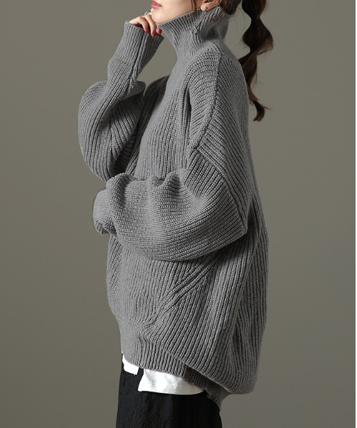 ズルいニット」小顔 タートル オーバーサイズ（ニット/セーター）｜HUG