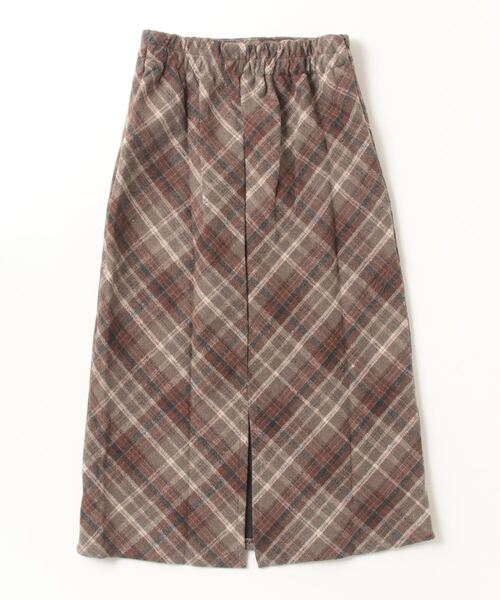 FREE STYLISTS（フリー スタイリスト）の「バックスリットチェックスカート（スカート・レディース・ブラウン/グレー・L/S/M）」の3枚目の写真
