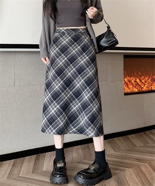 FREE STYLISTS（フリー スタイリスト）の「バックスリットチェックスカート（スカート・レディース・ブラウン/グレー・L/S/M）」の6枚目の写真