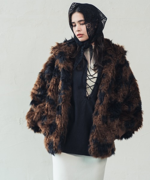 ORIENT MILLINERY(オリエント ミリナリー)の「VINTAGE LIKE COW FUR BLOUSON | ヴィンテージライク カウ柄ファー バルーンスリーブブルゾン(ブルゾン・レディース・ブラウン/アイボリー・FREE)」の11枚目の写真