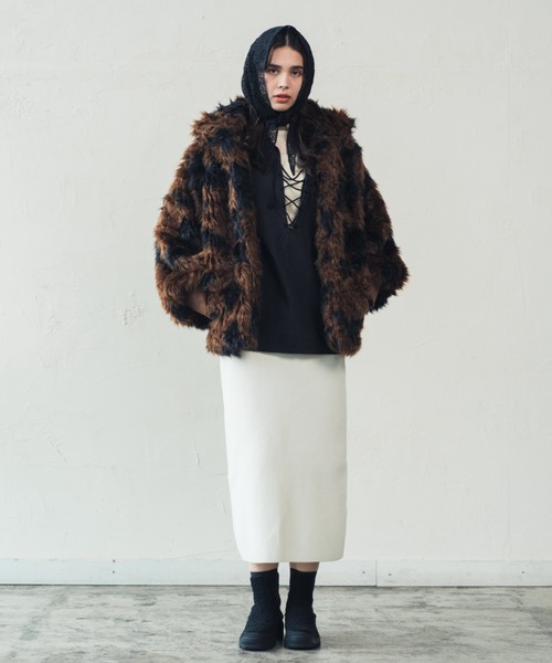 ORIENT MILLINERY(オリエント ミリナリー)の「VINTAGE LIKE COW FUR BLOUSON | ヴィンテージライク カウ柄ファー バルーンスリーブブルゾン(ブルゾン・レディース・ブラウン/アイボリー・FREE)」の14枚目の写真