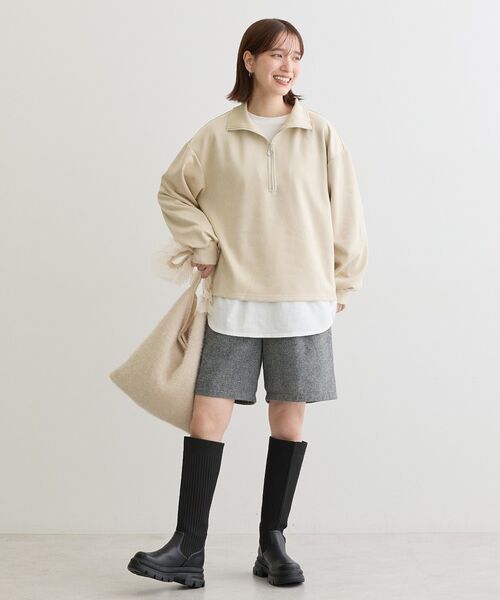 Sugar spoon(シュガースプーン)の「・SUGAR SPOON スエードポンチハーフZIP(Tシャツ/カットソー・レディース・ブラック/グレー/ベージュ/アイボリー・FREE)」の7枚目の写真