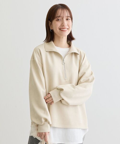 Sugar spoon(シュガースプーン)の「・SUGAR SPOON スエードポンチハーフZIP(Tシャツ/カットソー・レディース・ブラック/グレー/ベージュ/アイボリー・FREE)」の10枚目の写真