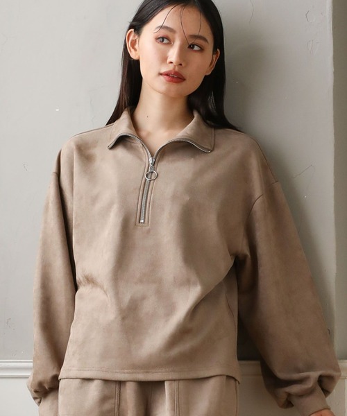 Sugar spoon(シュガースプーン)の「・SUGAR SPOON スエードポンチハーフZIP(Tシャツ/カットソー・レディース・ブラック/グレー/ベージュ/アイボリー・FREE)」の5枚目の写真