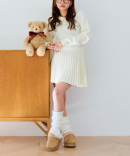 OLIVE des OLIVE(オリーブデオリーブ)の「【SETUPアイテム】ニットプリーツスカート(スカート・レディース・オフホワイト/トップグレー/レッド/ブラック・FREE)」の17枚目の写真