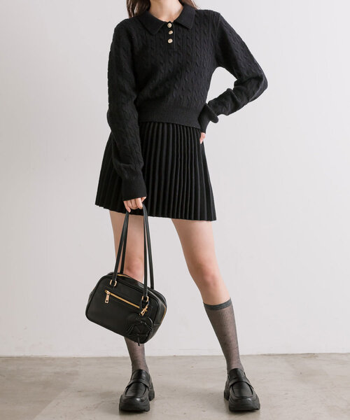 OLIVE des OLIVE(オリーブデオリーブ)の「【SETUPアイテム】ニットプリーツスカート(スカート・レディース・オフホワイト/トップグレー/レッド/ブラック・FREE)」の19枚目の写真