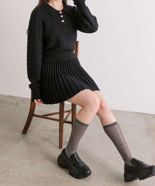 OLIVE des OLIVE(オリーブデオリーブ)の「【SETUPアイテム】ニットプリーツスカート(スカート・レディース・オフホワイト/トップグレー/レッド/ブラック・FREE)」の20枚目の写真