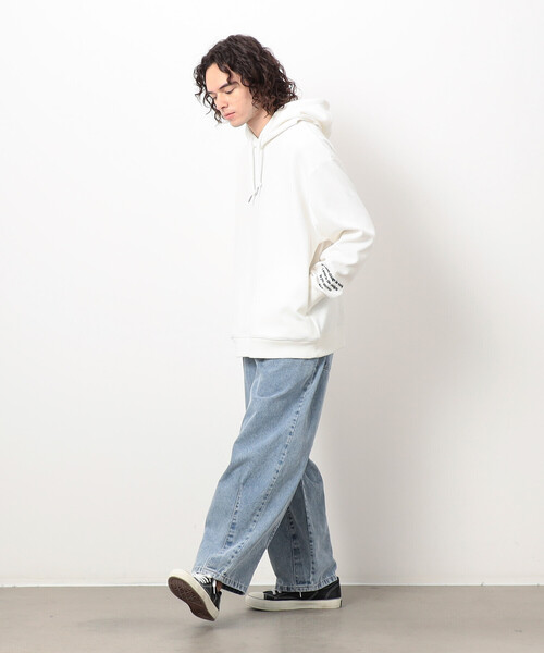 Purple&Yellow（パープルアンドイエロー）の「ワッフルメッセージ刺繍パーカ（パーカー・メンズ・ホワイト/カーキ/ブラック・SMALL/MEDIUM/LARGE）」の4枚目の写真