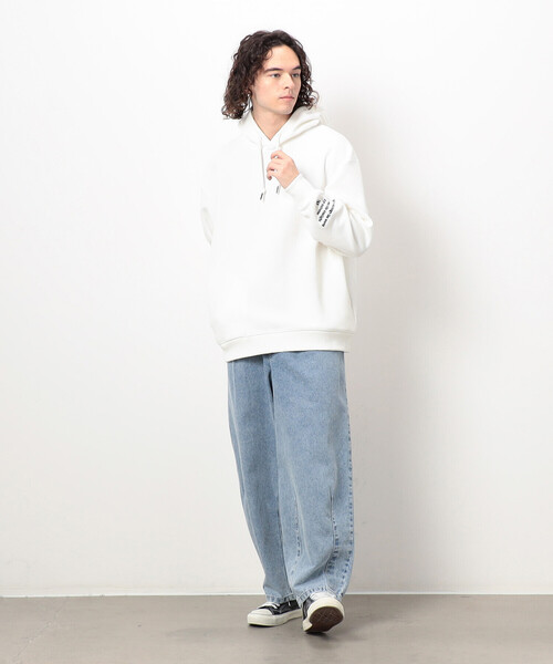 Purple&Yellow（パープルアンドイエロー）の「ワッフルメッセージ刺繍パーカ（パーカー・メンズ・ホワイト/カーキ/ブラック・SMALL/MEDIUM/LARGE）」の5枚目の写真