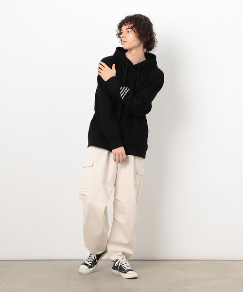 Purple&Yellow（パープルアンドイエロー）の「ワッフルメッセージ刺繍パーカ（パーカー・メンズ・ホワイト/カーキ/ブラック・SMALL/MEDIUM/LARGE）」の11枚目の写真