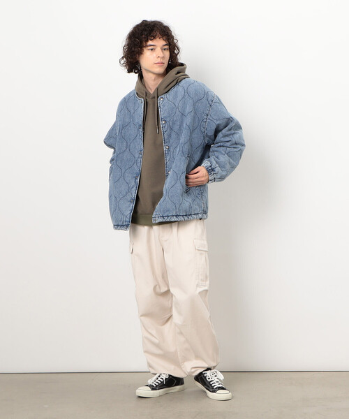 Purple&Yellow（パープルアンドイエロー）の「ワッフルメッセージ刺繍パーカ（パーカー・メンズ・ホワイト/カーキ/ブラック・SMALL/MEDIUM/LARGE）」の17枚目の写真