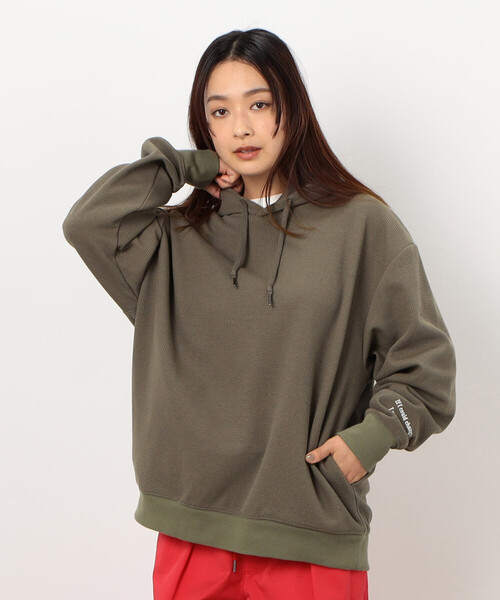 Purple&Yellow（パープルアンドイエロー）の「ワッフルメッセージ刺繍パーカ（パーカー・メンズ・ホワイト/カーキ/ブラック・SMALL/MEDIUM/LARGE）」の22枚目の写真