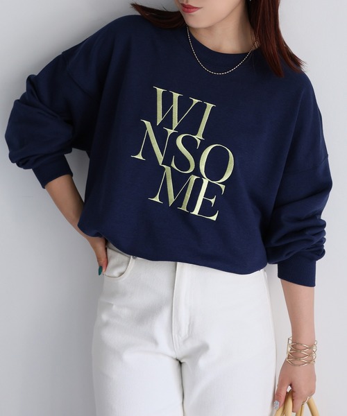 Riberry（リベリー）の「WINSOME刺繍レタリングロゴスウェット（スウェット・レディース・ネイビー系/ネイビー×ホワイト/ブラック×ピンク/ホワイト系1/ホワイト系2/ライトグレー系1/ライトグレー系2・FREE）」の15枚目の写真