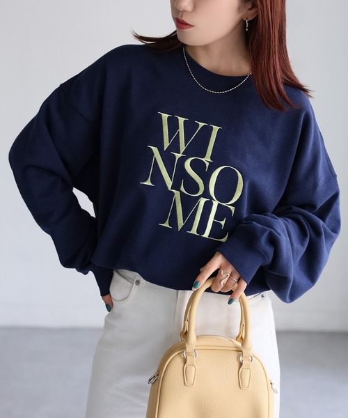 Riberry（リベリー）の「WINSOME刺繍レタリングロゴスウェット（スウェット・レディース・ネイビー系/ネイビー×ホワイト/ブラック×ピンク/ホワイト系1/ホワイト系2/ライトグレー系1/ライトグレー系2・FREE）」の18枚目の写真