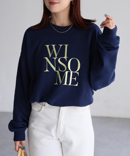 Riberry（リベリー）の「WINSOME刺繍レタリングロゴスウェット（スウェット・レディース・ネイビー系/ネイビー×ホワイト/ブラック×ピンク/ホワイト系1/ホワイト系2/ライトグレー系1/ライトグレー系2・FREE）」の20枚目の写真