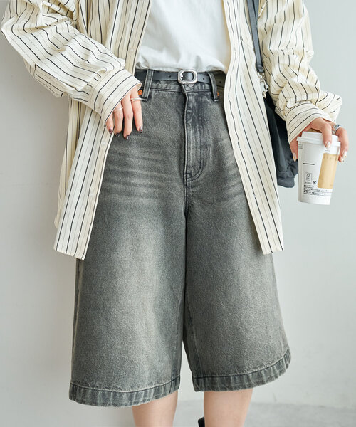 SS先行予約】ビンテージ加工デニムハーフパンツ（その他パンツ