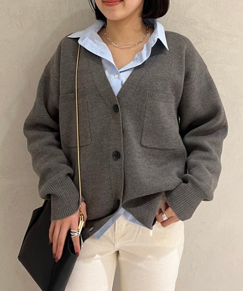 Vネックフォルムカーディガン（カーディガン/ボレロ）｜anuans（ア