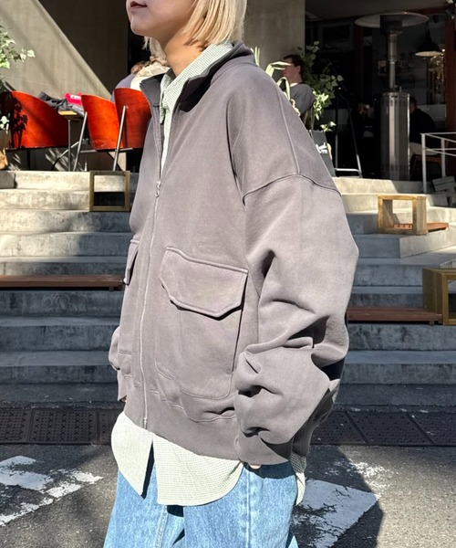 CIAOPANIC TYPY（チャオパニックティピー）の「【ユニセックス】ビックシルエットスタンドジップスウェットブルゾン（ブルゾン・メンズ・ライトグレー/チャコールグレー/ベージュ・MEDIUM/LARGE）」の4枚目の写真