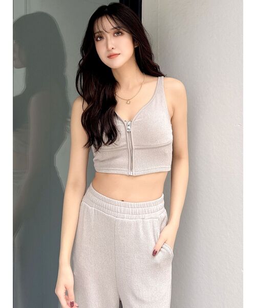 GYDA（ジェイダ）の「リップルプリーツGGスライダービスチェ【SETUP着用可】（タンクトップ・レディース・ブラック/ライトグレー・FREE）」の3枚目の写真