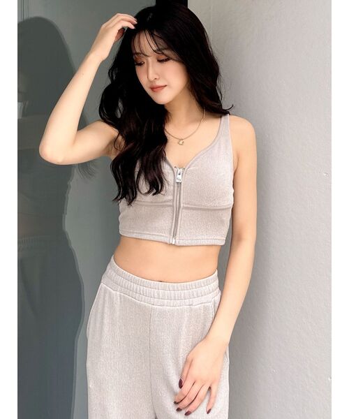 GYDA（ジェイダ）の「リップルプリーツGGスライダービスチェ【SETUP着用可】（タンクトップ・レディース・ブラック/ライトグレー・FREE）」の4枚目の写真