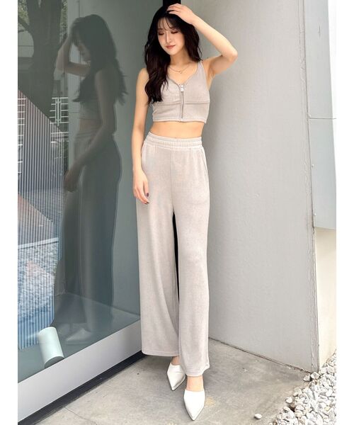 GYDA（ジェイダ）の「リップルプリーツGGスライダービスチェ【SETUP着用可】（タンクトップ・レディース・ブラック/ライトグレー・FREE）」の5枚目の写真