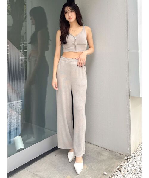 GYDA（ジェイダ）の「リップルプリーツGGスライダービスチェ【SETUP着用可】（タンクトップ・レディース・ブラック/ライトグレー・FREE）」の6枚目の写真