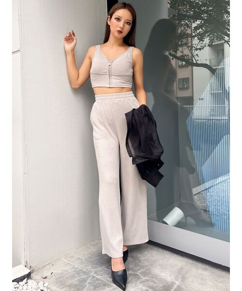 GYDA（ジェイダ）の「リップルプリーツGGスライダービスチェ【SETUP着用可】（タンクトップ・レディース・ブラック/ライトグレー・FREE）」の11枚目の写真