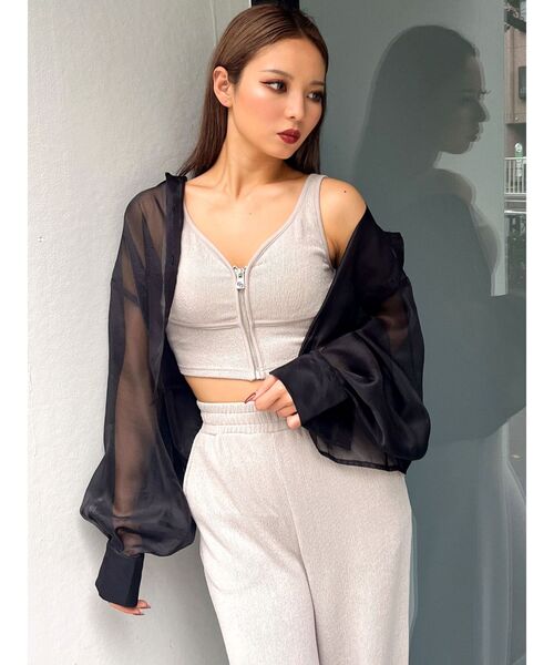 GYDA（ジェイダ）の「リップルプリーツGGスライダービスチェ【SETUP着用可】（タンクトップ・レディース・ブラック/ライトグレー・FREE）」の13枚目の写真