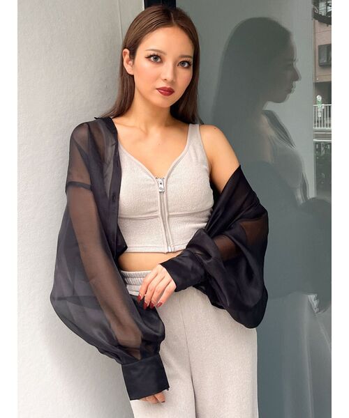 GYDA（ジェイダ）の「リップルプリーツGGスライダービスチェ【SETUP着用可】（タンクトップ・レディース・ブラック/ライトグレー・FREE）」の14枚目の写真