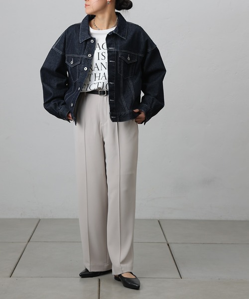 COLONY 2139（コロニートゥーワンスリーナイン）の「センターシームワイドストレートパンツ（スラックス・レディース・ライトグレー/ブラック/サックスブルー・FREE）」の4枚目の写真