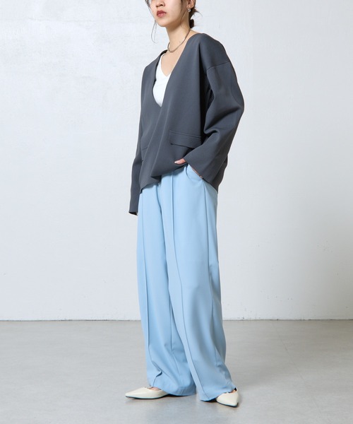 COLONY 2139（コロニートゥーワンスリーナイン）の「センターシームワイドストレートパンツ（スラックス・レディース・ライトグレー/ブラック/サックスブルー・FREE）」の10枚目の写真