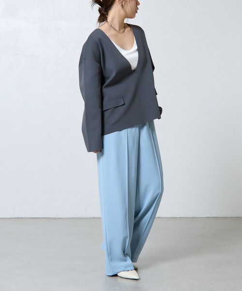 COLONY 2139（コロニートゥーワンスリーナイン）の「センターシームワイドストレートパンツ（スラックス・レディース・ライトグレー/ブラック/サックスブルー・FREE）」の11枚目の写真