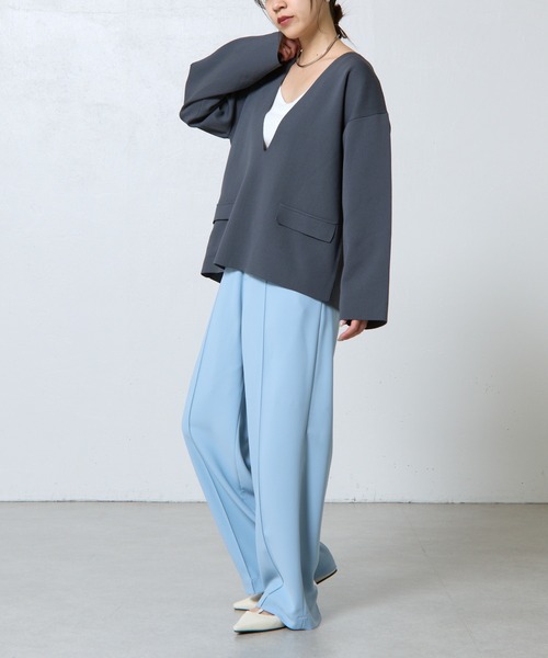 COLONY 2139（コロニートゥーワンスリーナイン）の「センターシームワイドストレートパンツ（スラックス・レディース・ライトグレー/ブラック/サックスブルー・FREE）」の13枚目の写真