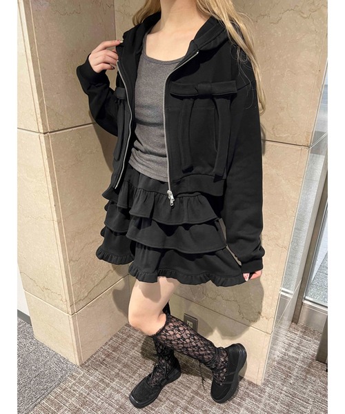 PHILLY（フィリー）の「【PHILLY】ビッグリボンスウェットミニスカート（スカート・レディース・ブラック/グレー/ホワイト・FREE）」の15枚目の写真