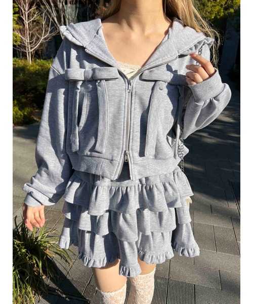 PHILLY（フィリー）の「【PHILLY】ビッグリボンスウェットミニスカート（スカート・レディース・ブラック/グレー/ホワイト・FREE）」の16枚目の写真