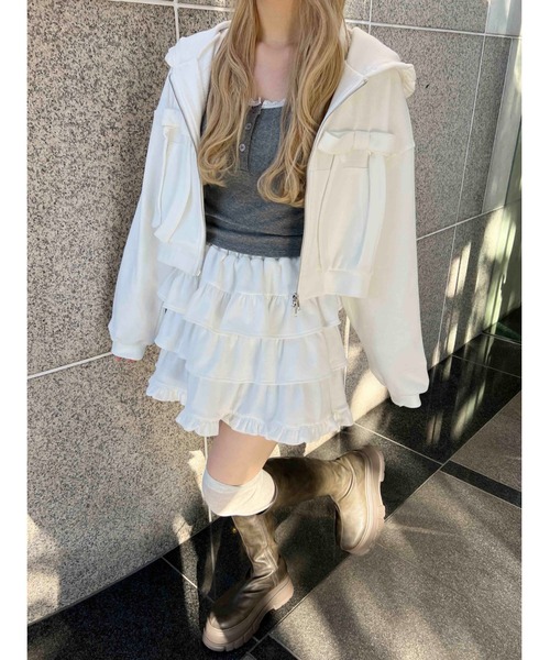 PHILLY（フィリー）の「【PHILLY】ビッグリボンスウェットミニスカート（スカート・レディース・ブラック/グレー/ホワイト・FREE）」の10枚目の写真