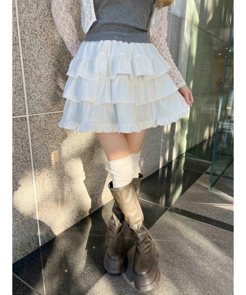 PHILLY（フィリー）の「【PHILLY】ビッグリボンスウェットミニスカート（スカート・レディース・ブラック/グレー/ホワイト・FREE）」の6枚目の写真