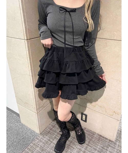 PHILLY（フィリー）の「【PHILLY】ビッグリボンスウェットミニスカート（スカート・レディース・ブラック/グレー/ホワイト・FREE）」の13枚目の写真