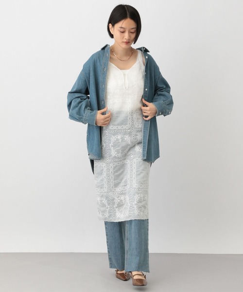 A part by(アパートバイ)の「エンブロイダリーキャミワンピース(ワンピース・レディース・オフホワイト/ライトピンク・FREE)」の4枚目の写真