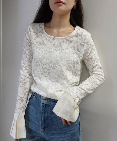 CORNERS(コーナーズ)の「キャンディスリーブレーストップス(Tシャツ/カットソー・レディース・ホワイト/ブラック・M)」の6枚目の写真