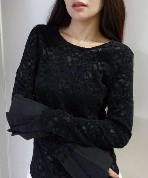 CORNERS(コーナーズ)の「キャンディスリーブレーストップス(Tシャツ/カットソー・レディース・ホワイト/ブラック・M)」の8枚目の写真