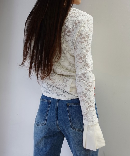 CORNERS(コーナーズ)の「キャンディスリーブレーストップス(Tシャツ/カットソー・レディース・ホワイト/ブラック・M)」の11枚目の写真