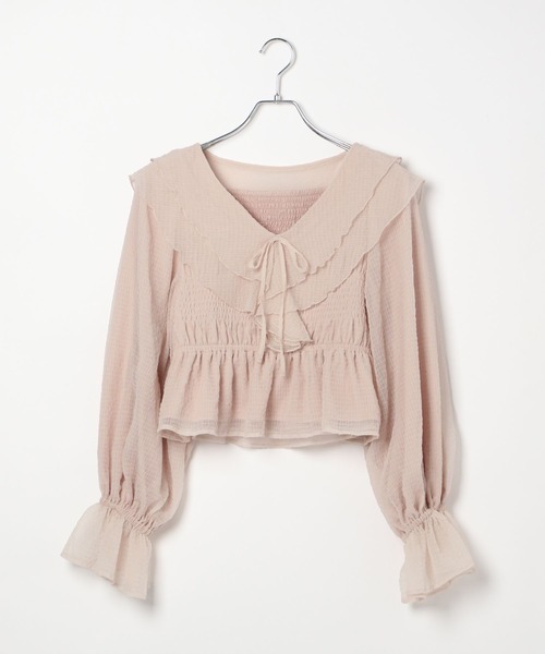 ブラウス シャツ シアーチェックフリルブラウス レディース 楽天市場】【SALE／50%OFF】【夏トップス総選挙/お気に入り登録